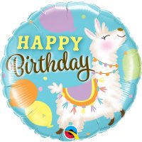 18" Happy Birthday Llama Foil Balloons