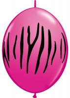 12" Wild Berry Zebra Stripes Quick Link Latex Balloons 50pk