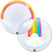 24" Rainbow Clouds Deco Bubble Balloons