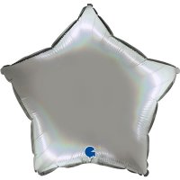 18" Rainbow Holographic Platinum Pure Star Foil Balloons