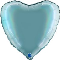 18" Grabo Rainbow Holographic Platinum Tenerife Heart Balloons