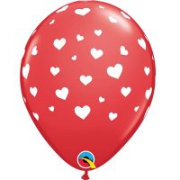 11" Random Hearts A Round Latex Balloons 6pk
