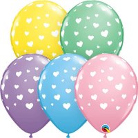11" Random Hearts A Round Latex Balloons 25pk