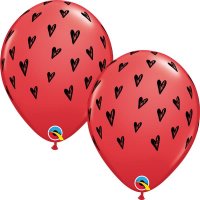 11" Red Prickly Heart Seeds Latex Balloons 25pk
