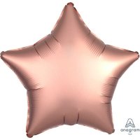 18" Satin Luxe Rose Copper Star Foil Balloons