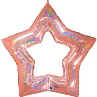 48" Rose Gold Linky Star Glitter Holographic Balloons