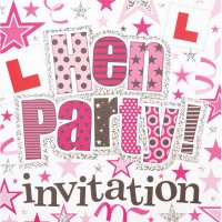 Bright Pink Hen Party Invitation Cards 6pk