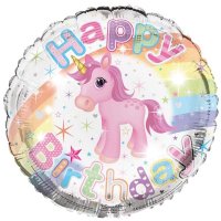 18" Happy Birthday Unicorn Foil Balloons