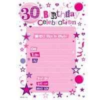 Pink 30th Birthday Celebration Party Invitations 20pk