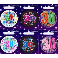 Age 30 Mixed Small Badges x6