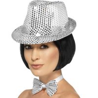 Silver Sequin Trilby Hats