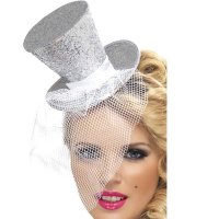 Fever Mini Silver Glitter Top Hat