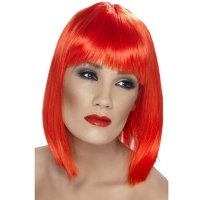 Neon Red Glam Wigs