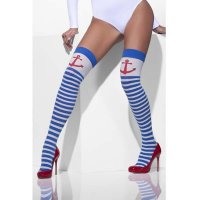Blue And White Striped Anchor Stockings