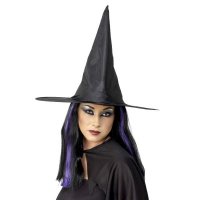 Black Shiny Fabric Witch Hats