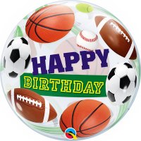 22" Happy Birthday Sport Balls Single Bubble Balloons