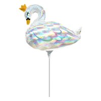 12" Pastel Swan Iridescent Mini Shape Balloons