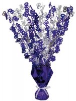 80th Purple And Silver Foil Balloon Weight Centrepiece