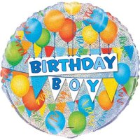 18" Birthday Boy Prismatic Foil Balloons