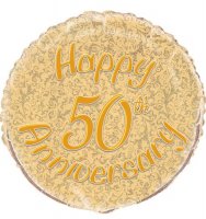18" 50th Gold Anniversary Prismatic Foil Balloons