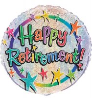 18" Happy Retirement Prismatic Foil Balloons