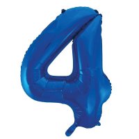 34" Unique Blue Glitz Number 4 Supershape Balloons