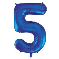 34" Unique Blue Glitz Number 5 Supershape Balloons
