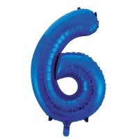34" Unique Blue Glitz Number 6 Supershape Balloons