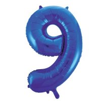34" Unique Blue Glitz Number 9 Supershape Balloons