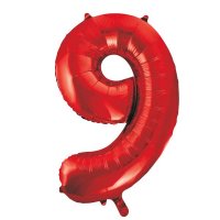 34" Unique Red Number 9 Supershape Balloons