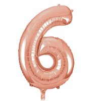 34" Unique Rose Gold Number 6 Supershape Balloons