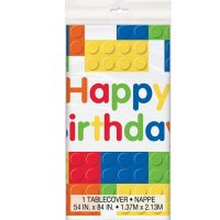 Happy Birthday Building Blocks Plastic Tablecover