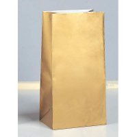 Gold Metallic Paper Party Bag 10pk