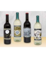 Jazzy New Year Wine Bottle Labels x4