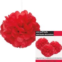 9" Ruby Red Puff Tissue Decoration 3pk