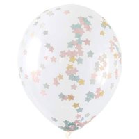 16" Clear Latex Balloons With Star Confetti 5pk