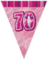 Age 70 Pink Glitz Flag Bunting