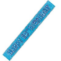 Happy 18th Birthday Blue Glitz Banner