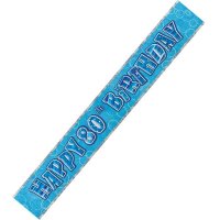 Happy 80th Birthday Blue Glitz Banner