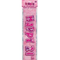 Age 21 Pink Glitz Prism Birthday Banner