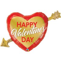 Happy Valentines Day Golden Arrow Supershape Balloons