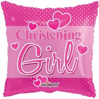 18" Pink Christening Girl Foil Balloons