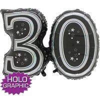 31" 30 Black Jointed Number Shape Balloons