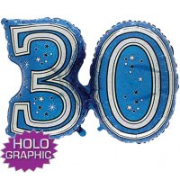 31" 30 Blue Jointed Number Shape Balloons
