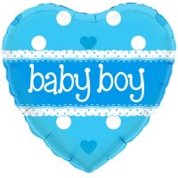 18" Baby Boy Heart Holographic Foil Balloons