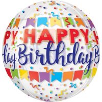 Happy Birthday Banner Bash Orbz Foil Balloons
