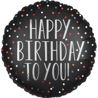 18" Happy Birthday To You Satin Dots Foil Balloons