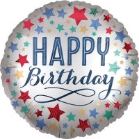 18" Happy Birthday Satin Stars Foil Balloons