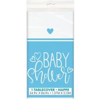 Blue Baby Shower Hearts Plastic Tablecover 1pk