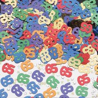 Age 65 Multi Coloured Metallic Confetti